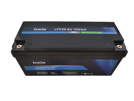 Deep Cycle Solar Battery 25.6V100Ah LiFePO4 Lithium Battery For RV Camping Home Energy Storage