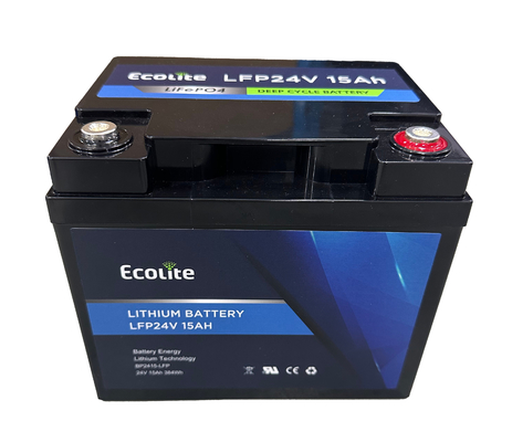 Ecolite 24v 15Ah High Temperature Range AGV LiFePo4 Lithium Iron Phosphate Integrated BMS